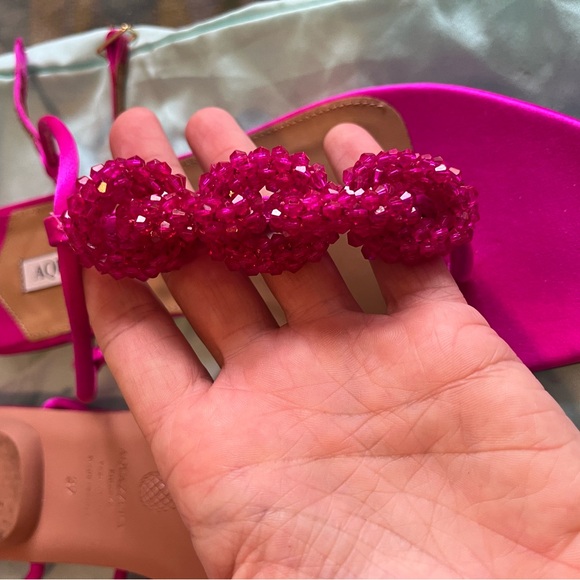 Aquazzura Hot Pink Beaded Sandals - Picture 2 of 3